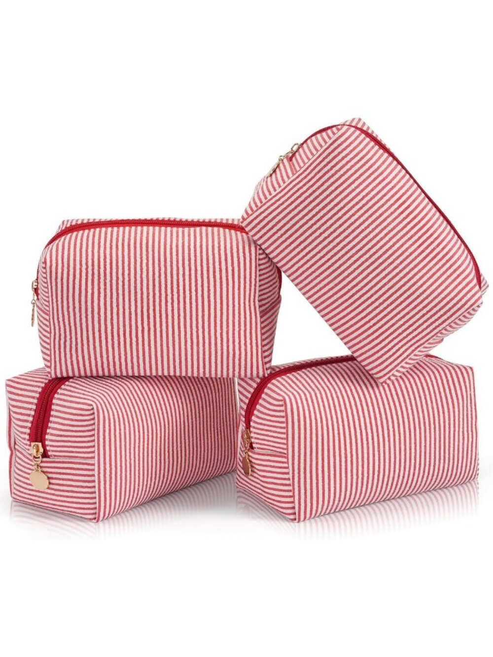 4PCS Travel Makeup Bag Set, Striped Toiletry Organizer Pouches, Cute Cosmetic